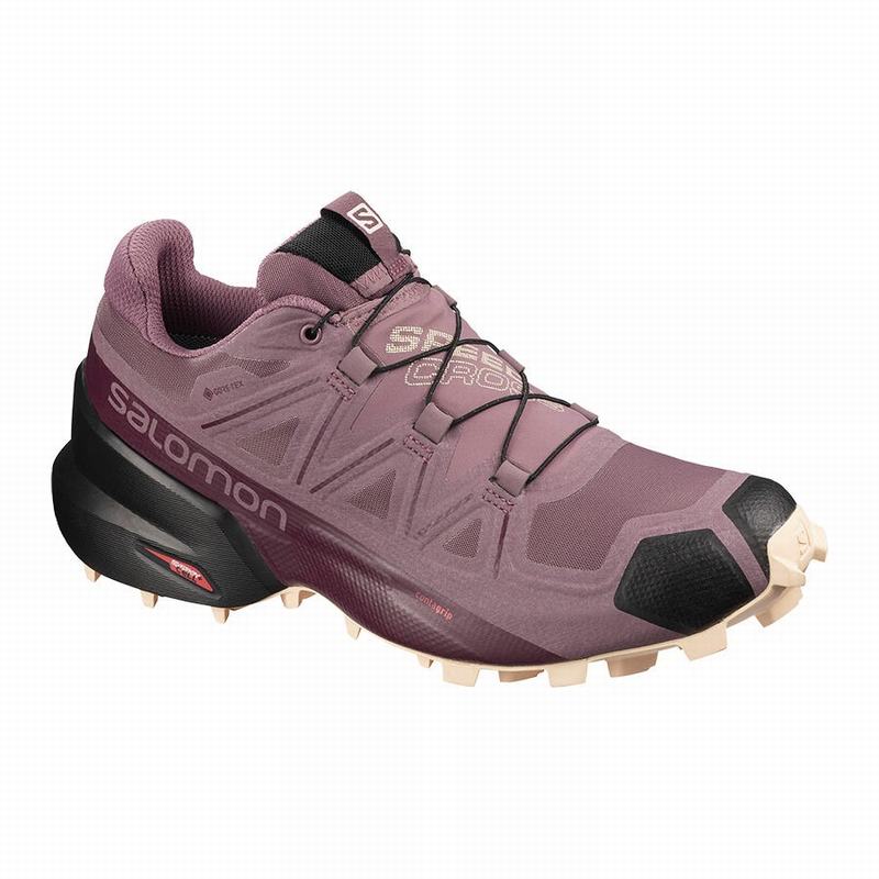 Salomon Singapore Womens Trail Running Shoes - SPEEDCROSS 5 GORE-TEX Burgundy/Black | 02158-TGCL